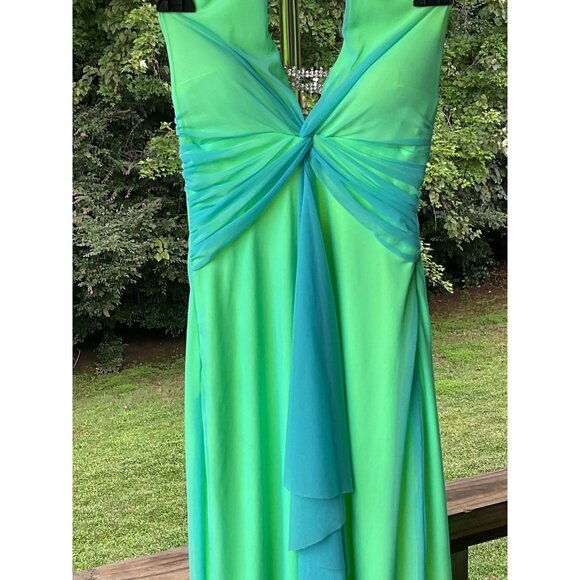 Cache Dress VTG Y2K Maxi Gown Prom Cruise Resort Fairy Whimiscal Ombre Green 2 - Picture 6 of 16